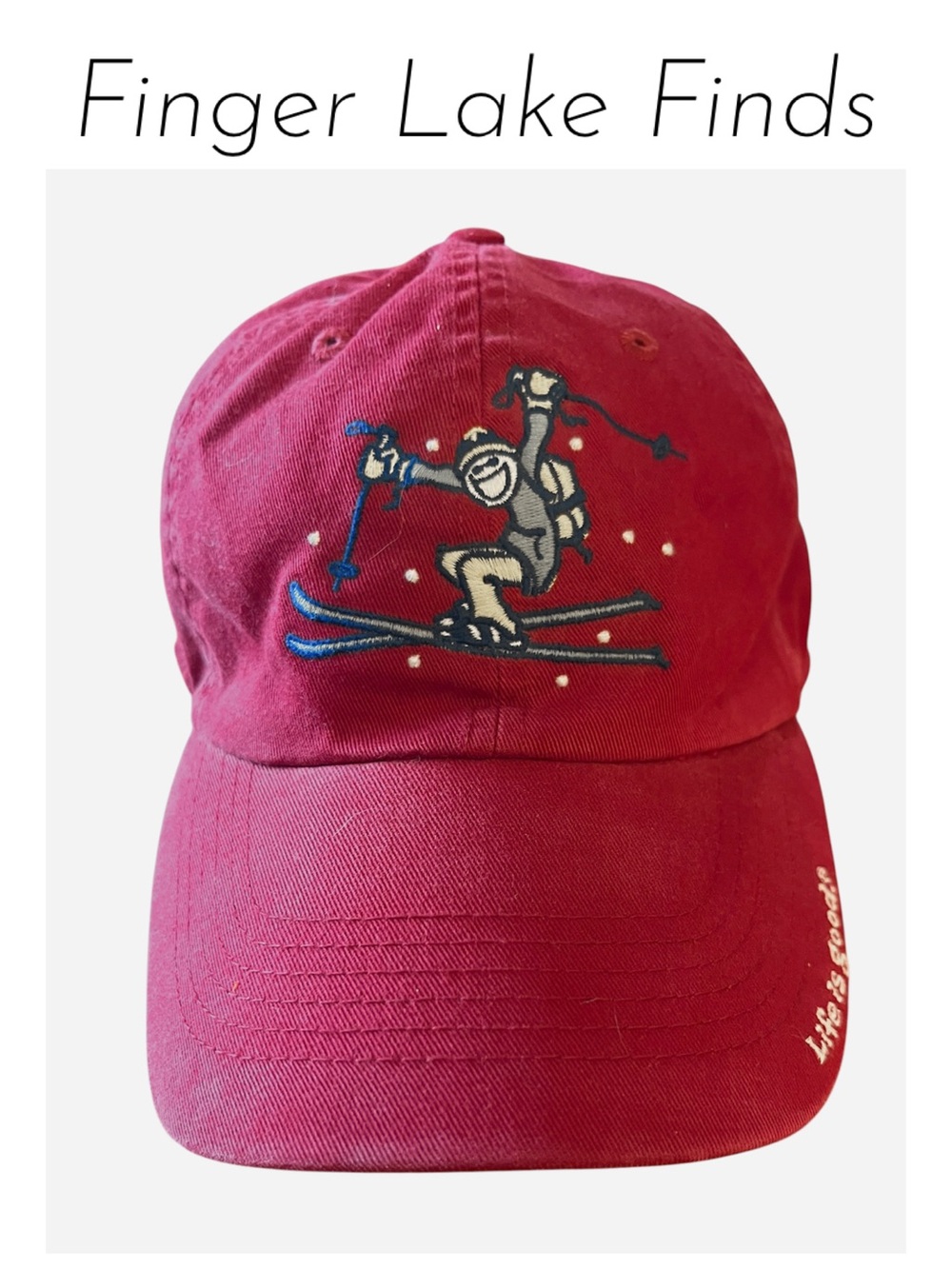 Life Is Good Red Cotton Hat with Embroidered Logo